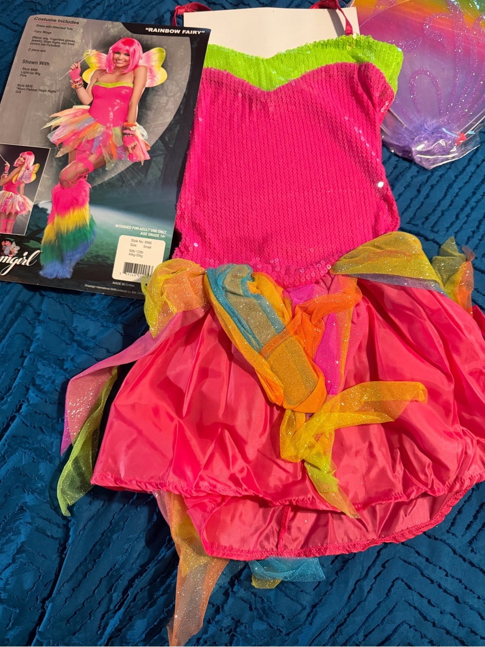 Rainbow Fairy Kids Costume - Hot Pink & Neon Green